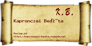 Kapronczai Beáta névjegykártya