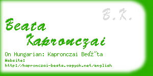 beata kapronczai business card